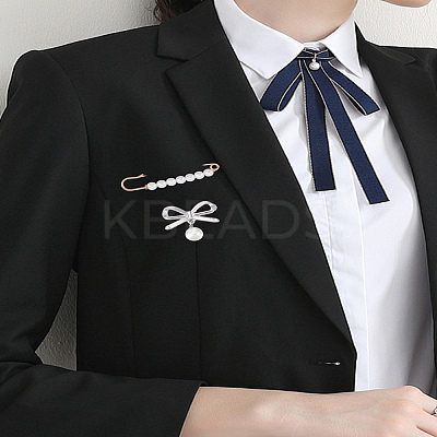 1 Set Alloy Resin Imitation Pearl Safety Pin Brooches Sets JEWB-LP0004-21-1