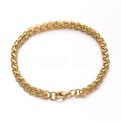 304 Stainless Steel Wheat Chains Bracelets BJEW-O091-04-1