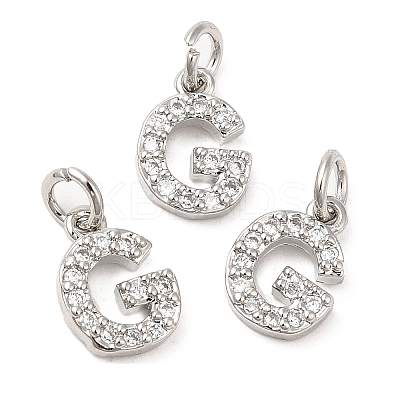 Brass Micro Pave Grade AAA Cubic Zirconia Charms ZIRC-P067-11P-G-NR-1