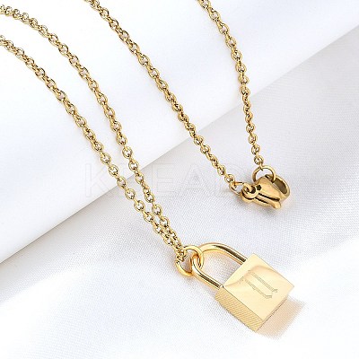 304 Stainless Steel Rolo Chain Pendant Necklaces NJEW-S444-01G-21-1