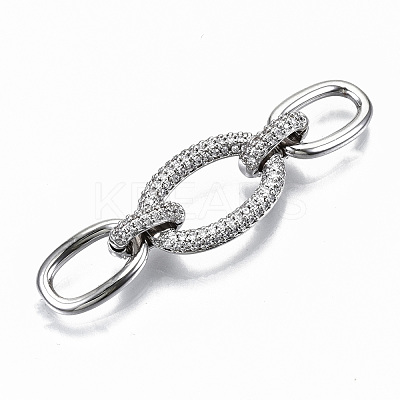 Brass Micro Pave Clear Cubic Zirconia Links Connectors KK-S061-45P-NR-1