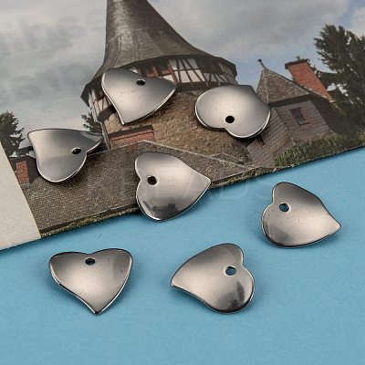 Tarnish Resistant 304 Stainless Steel Heart Charms X-STAS-M004-02-1
