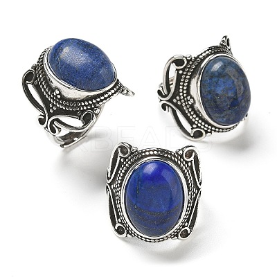 Natural Lapis Lazuli Adjustable Rings RJEW-I108-02AS-11-1