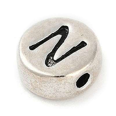 925 Sterling Silver Flat Round with Letter Beads LS-STER-G044-01AS-N-1