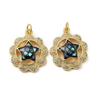 Brass Micro Pave Cubic Zirconia Pendants KK-H457-02G-03-1