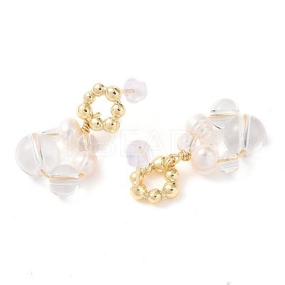 Natural Quartz Crystal Dangle Earrings EJEW-L286-06G-1