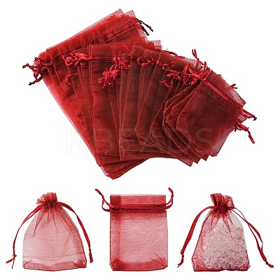 30Pcs 4 Styles Rectangle Organza Bags Jewellery Storage Pouches Wedding Favour Party Mesh Drawstring Gift OP-FS0001-01A-1