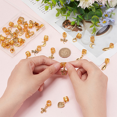 33Pcs 11 Styles Alloy Hair Braid Pendant OHAR-CP0001-14-1
