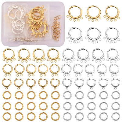 12Pcs 6 Style Brass Leverback & 4Pcs 2 Color Hoop Earring Findings FIND-SZ0002-66-1