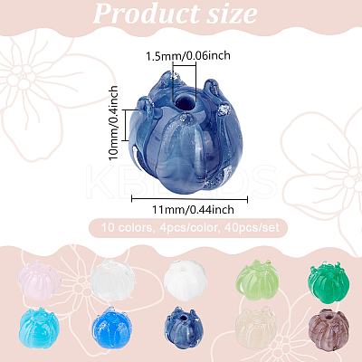 40Pcs 10 Colors  Transparent Glass Beads GLAA-DR0001-01-1