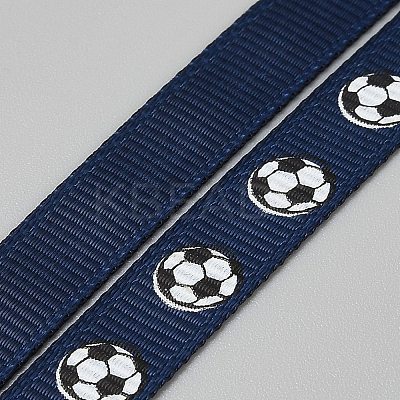 10 Yards Football Theme Polyester Printed Grosgrain Ribbon OCOR-WH0036-42B-1
