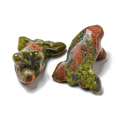 Natural Unakite Carved Healing Goldfish Figurines DJEW-D012-08H-1