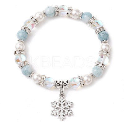 8mm Round Synthetic Moonstone & Shell Pearl Beaded Stretch Bracelets BJEW-TA00512-1