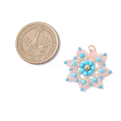 Glass Seed Beaded Snowflake Pendants PALLOY-MZ00953-02-1