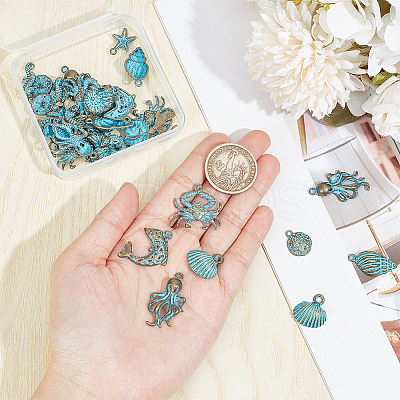 40Pcs 10 Styles Alloy Pendant FIND-SC0008-95-1