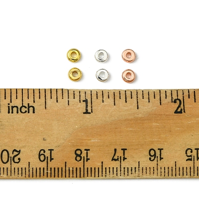3 Colors Brass Flat Round Spacer Beads KK-FS0001-36-1