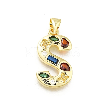 Brass Micro Pave Clear Cubic Zirconia Pendants KK-G521-01G-S-01-1