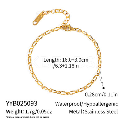 European 2.8MM 304 Stainless Steel Oval Link Chain Bracelets GN2970-2-1