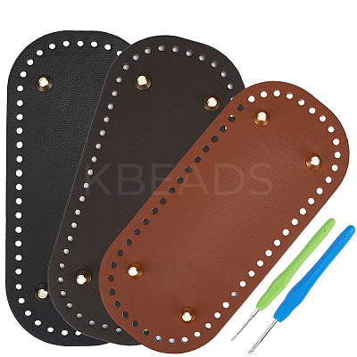 3Pcs 3 Colors Oval PU Leather Knitting Crochet Bags Nail Bottom Shaper Pad DIY-CL0002-16-1