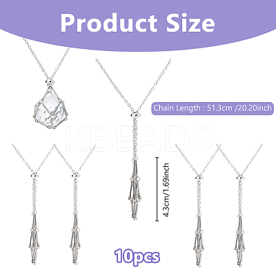 10Pcs Adjustable 304 Stainless Steel Macrame Pouch Necklace Making for Gemstone Nuggets NJEW-DC00007-1