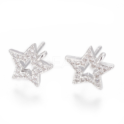 Brass Stud Earring Findings ZIRC-O034-17P-1