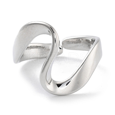 Heart Rack Plating Brass Open Cuff Rings RJEW-Z059-16P-1