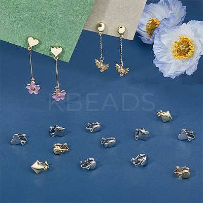 16Pcs 8 Style Alloy Clip-on Earring Findings FIND-FH0008-05-1
