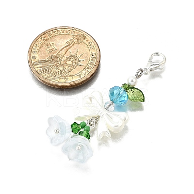 4Pcs Glass & ABS Imitation Pearl Pendant Decoration X1-HJEW-TA00352-1