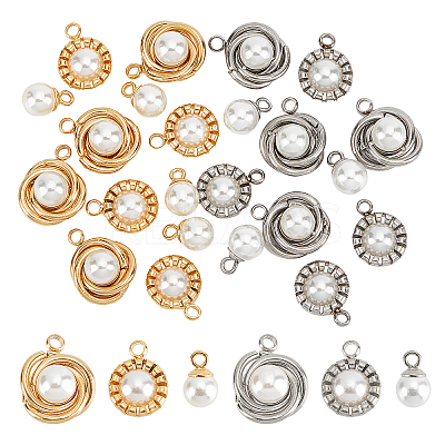 24Pcs 3 Style 2 Color 304 Stainless Steel Pendants STAS-DC0005-55-1