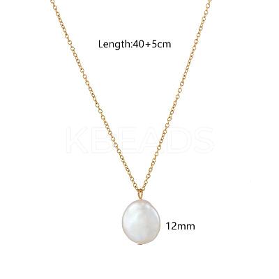 Summer Natural Freshwater Pearl Oval Safety Button Pendant Necklaces ZU8498-1