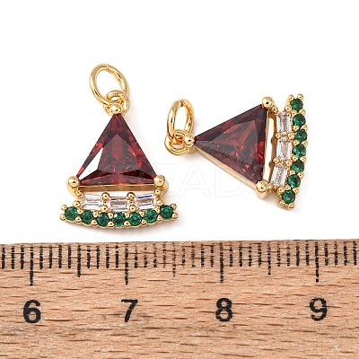 Brass Micro Pave Cubic Zirconia Pendants KK-C143-33C-G-1