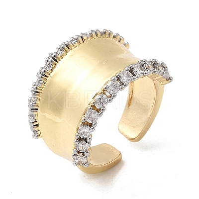 Brass Micro Pave Clear Cubic Zirconia Cuff Rings RJEW-H262-03G-1