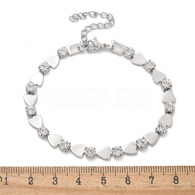 304 Stainless Steel Rhinestone Cup Chain Bracelets for Women BJEW-F488-26A-P-1