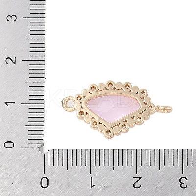 Golden Plated Brass Pave Clear Cubic Zirconia Connector Charms KK-L218-002G-04-1