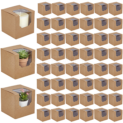 Cube Paper Cupcake Storage Boxes with Visible Window LS-BAKE-WH0002-002A-1