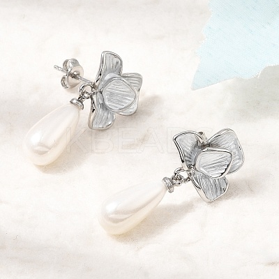 Brass Enamel Stud Dangle Earrings KK-CBAB173-02A-P-1