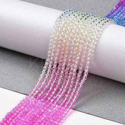 Transparent Gradient Color Glass Beads Strands GLAA-G101-2mm-11-1