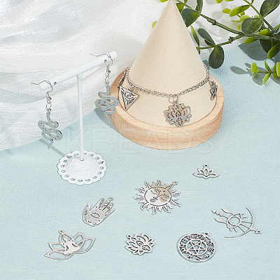 20Pcs 10 Styles 304 Stainless Steel Laser Cut Charms STAS-UN0048-70-1