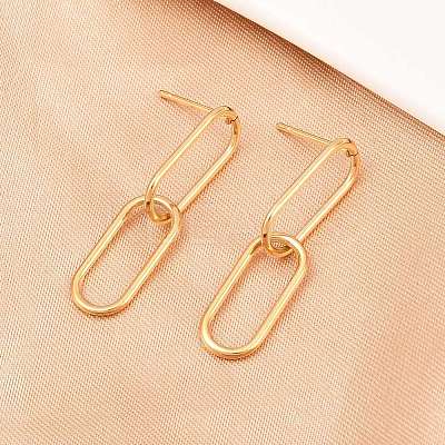 Oval 316 Stainless Steel Dangle Stud Earrings EJEW-D339-04G-1