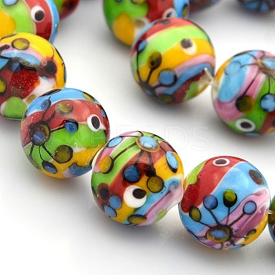 Multi-Color Handmade Lampwork Round Beads LAMP-O008-03-1
