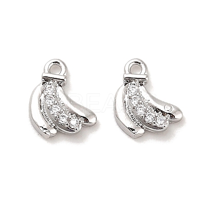 Brass Micro Pave Clear Cubic Zirconia Charms KK-C054-12P-1