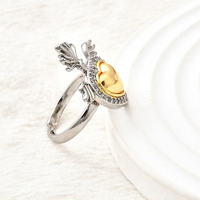 Brass Micro Pave Cubic Zirconia Cuff Rings for Women RJEW-F184-01B-GP-1