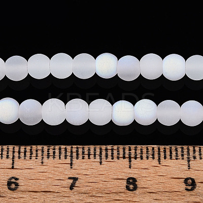 Frosted Imitation Jade Glass Beads Strands GLAA-T032-J4mm-MBB01-1