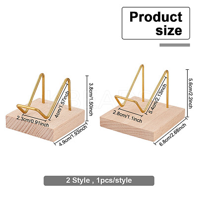 2Pcs 2 Style Brass Crystal Mineral Display Easels ODIS-FG0001-47-1