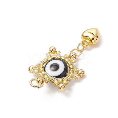 Glass Seed Beaded Eye Pendants PALLOY-MZ00634-1