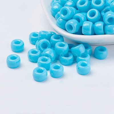 Opaque Acrylic European Large Hole Beads PL338-9-1