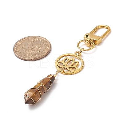 Wire Wrapped Gemstone Bullet Pendant Decoration HJEW-JM00942-1