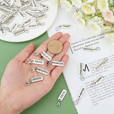 48Pcs 12 Styles Tibetan Style Alloy Rectangle Pendants TIBEP-SC0001-75AS-1