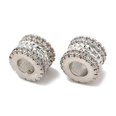 Rack Plating Brass Cubic Zirconia European Beads KK-R147-03P-1