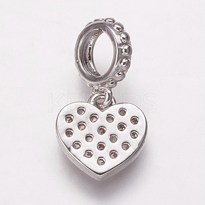 Brass Cubic Zirconia European Dangle Charms KK-P134-02P-1